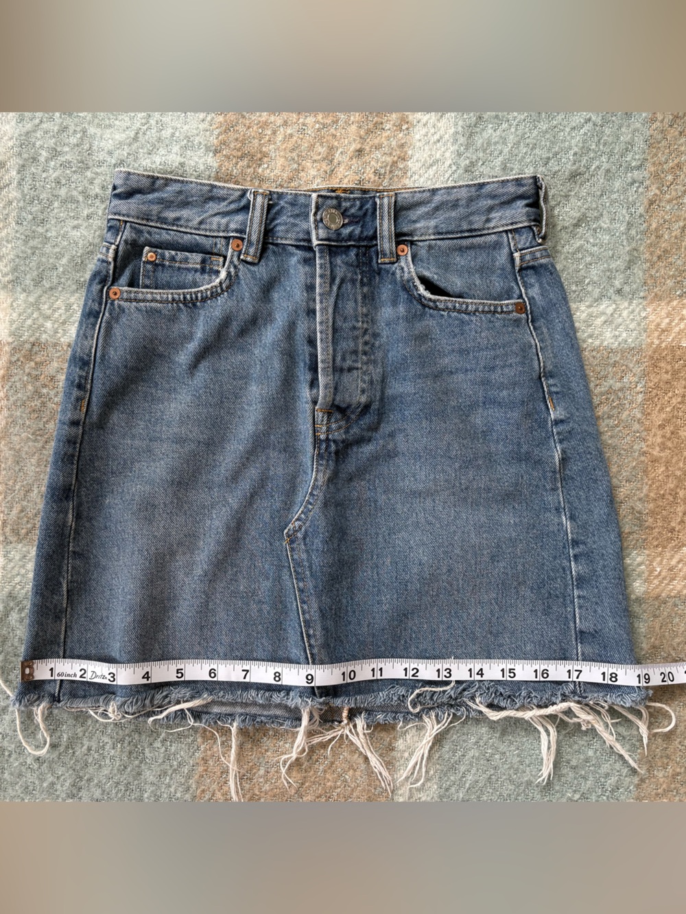 Denim Frayed Hem Mini Skirt - Picture 5 of 10